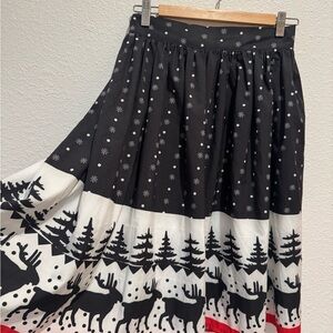 Festive Black and White Skirt with Reindeer Pattern ugly Christmas party
